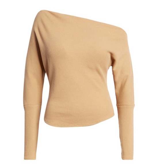 Free People We The Free Fuji Off The Shoulder Thermal Top Pale Camel - Picture 10 of 11